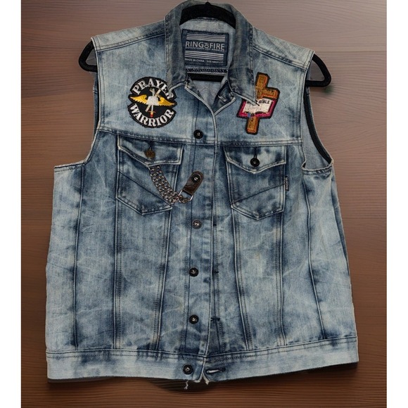 Ring of Fire Other - Christian Motorcyclists Association Mens M Denim Vest Blue CMA-USA
